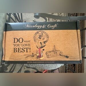 Mixology & Craft Copper 10 Piece Bartender Kit with Wooden Stand